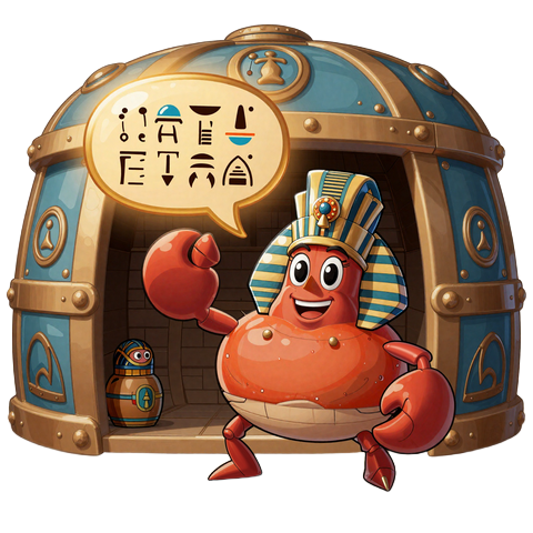 Bonus Crab Maskottchen mit Chat-Bubble - Realz Casino 24/7 Support