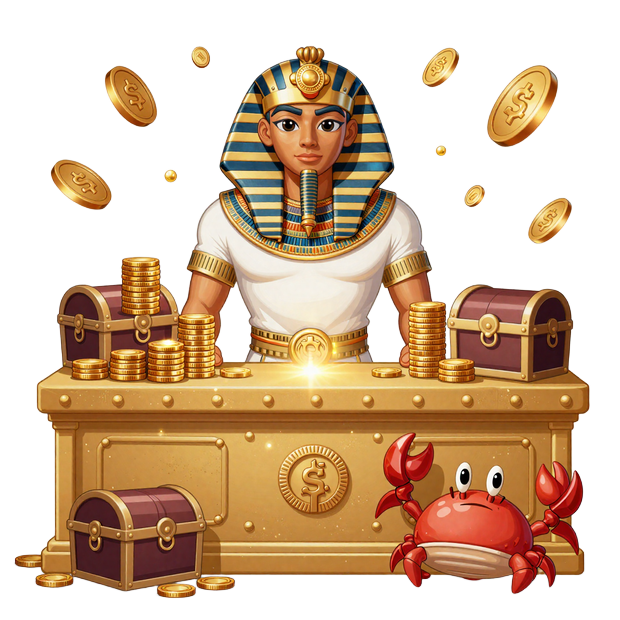 Pharao als Coin Shop H&auml;ndler mit Bonus Crab - Realz Casino Loyalty Marktplatz