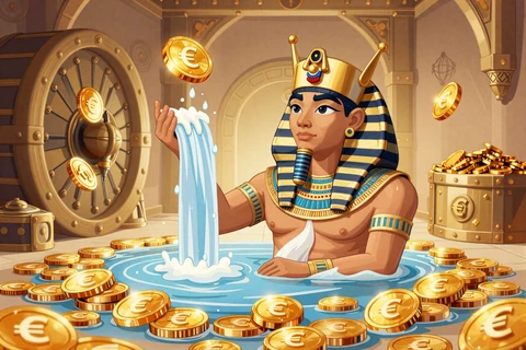 Pharao badet in Goldm&uuml;nzen mit Match-Bonus 100% bis &euro;500 bei Realz Casino