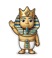 Pharao Maskottchen winkt