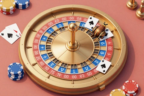 Tischspiele-Kategorie mit goldenem Roulette und Karten - Realz Casino